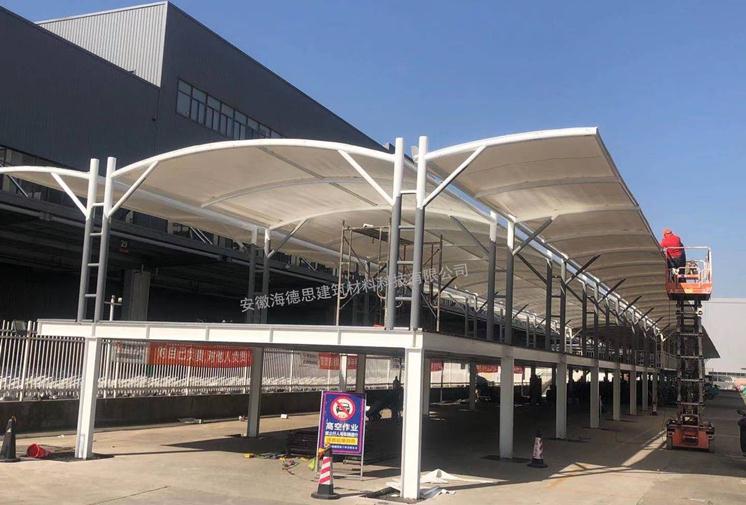 雙層膜結(jié)構(gòu)車棚——雅迪電動車無錫工廠項目